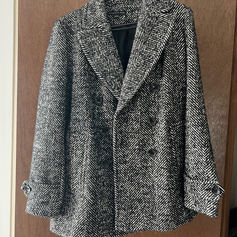 Black and white pea coat